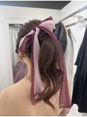 ポニーテール シースルーリボン