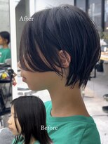 ビューブルー 亀戸錦糸町(VIEW BLUE) 美髪シアーカラーピンクブラウンショートカット切りっぱなしボブ