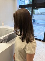 スーリール 福岡別府店(Sourire) オリーブベージュ ブリーチなしカラー レイヤーカット 20代30代