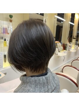 クオリス 上板橋店(QUALIS) 大人かわいい　ツヤ髪/ひし形くびれ前下がりボブ/ダークブラウン