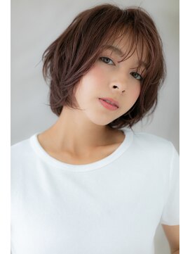 カバーヘア ブリス 北浦和(COVER HAIR bliss) シースルーバングxアッシュピンクくせ毛風ボブショートY北浦和