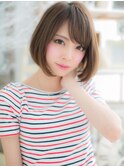 斜めバンググレーベージュ小顔前下がりボブc5上尾20代30代40代