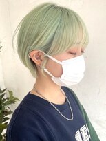 トレヘアー 京都 烏丸(tRe hair)&nbsp;ミニウルフ　ショート/ハイライトカラー　ホワイトベージュ