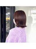 髪質改善 縮毛矯正 ナチュラルストレートボブ チェリーレッド