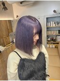 ミディアムボブ×ラベンダーカラー