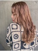 ベビーピンクグレージュカラーことりベージュレイヤーロング銀座