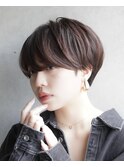 大人可愛い20代30代40代黒髪前下がりショートボブ丸みショート◎