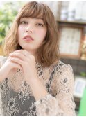 オリーブグレーくせ毛風前下がりふわミディh4上尾20代30代40代