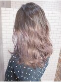 グラデーションカラー ブリーチ ペールピンク ラベンダー 20代