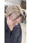 メンズミルクティーベージュ×フェイスフレーミングブラック