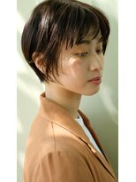 スリーアン(THREE ann.) 大人可愛い20代30代40代暗髪前下がりショートボブ丸みショート◎