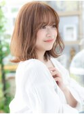 大人かわいい小顔くせ毛風ミディアムウルフa戸頭20代30代40代