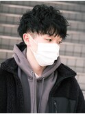 メンズ ツーブロック刈り上げマッシュ×スパイラルパーマ