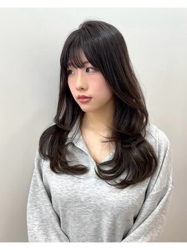 ワン バイ ジエクト(One by The Ect) レイヤーロング似合わせカットフルバング暗髪グレージュ