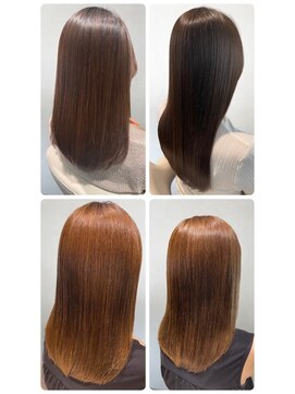 美容室フルール 20代30代40代髪質改善カラーアッシュベージュ艶感ストレート