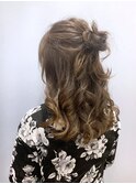 お団子ハーフアップ☆ヘアアレンジ/こなれヘア/シニヨン
