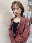 顔まわりレイヤーくびれレイヤーボブペールベージュ