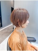 レイヤー丸みショート20代30代40代50代ミルクティーブラウン