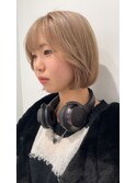 ハイトーンボブブリーチグレージュベージュ韓国ボブきりっぱ