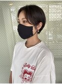 丸みショート　イヤリングカラー　京都美容室　進詩織