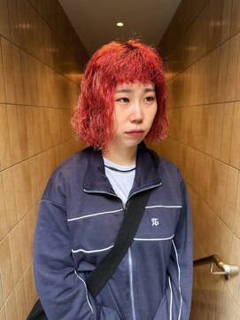 セーヌアワー(CEINE OUR) オレンジレッドカラー＆パーマ