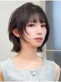 オリーブグレー/ボブ/顔周り/小顔/レイヤー/髪質改善/縮毛矯正