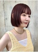 ボブ　レイヤーカット　ダブルカラー　ピンクカラー