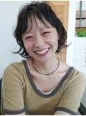ボブパーマ 黒髪ボブウェーブヘア