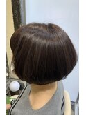 ふんわりショートボブ/ダークアッシュ/ビジネスカジュアル/艶感