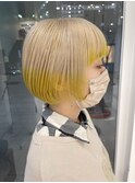 ブリーチハイトーングラデーションカラーショートボブ髪質改善