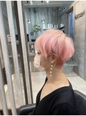 【札幌G grow】ハイトーンホワイトピンク×立体感ショート