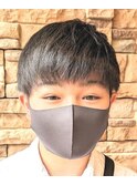 黒髪ナチュラルマッシュ刈り上げアッシュブラック