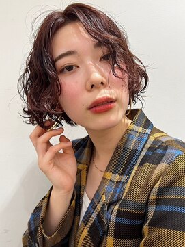 アイウィル(Ai WilL) スパイラルパーマ　オレンジブラウン　ショートボブ