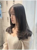 地毛風グレージュ/レイヤーカット/顔周り