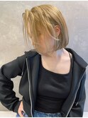 海外ヘア ハイトーンかきあげボブ プラチナブロンド t520