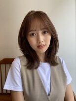 大人かわいいくびレイヤーマロンベージュ顔まわりレイヤーカット