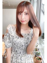 ココカラヘアー ニコ(cococara hair nico) 愛され セミロングレイヤー 前髪あり アプリコットベージュ