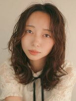 ベレッタ 枚方店(veretta.)&nbsp;ショコラブラウン/艶カラー/無造作ウェーブ/前髪/センターパート