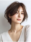 ◇大人可愛い20代30代40代50代前下がりショートボブ丸みショート