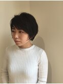 クセ毛を活かした襟足すっきりふんわりショート×黒髪暗髪