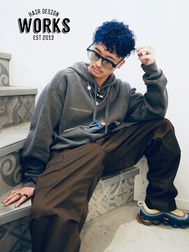 ワークス ヘアデザイン(WORKS HAIR DESIGN) メンズパーマ青髪ブルーカラーパーマ