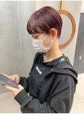 マッシュショート、ハンサムショート、ピンクパープル