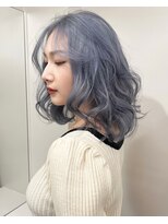 ベレーザ 渋谷(BELEZA) 11043艶髪ネイビーブルーブルーシルバー波巻き姫カットレイヤー