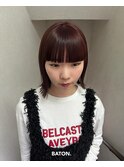 切りっぱなしボブ×レッドカラー