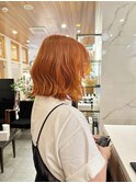 春におすすめオレンジブラウン*ボブ*レイヤーボブ*顔周り