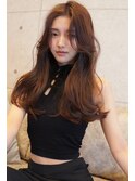 韓国風くびれレイヤーカット×グレージュ×透明感ブラウン川又