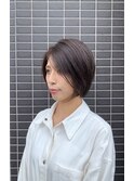 ショートボブ　グラデーションボブ　くすみグレージュ　マロン
