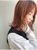 ミディアム/テラコッタ/くびれヘア/天神大名/髪質改善/20代