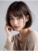 ボブルフネビージュ小顔ワンレン黒髪