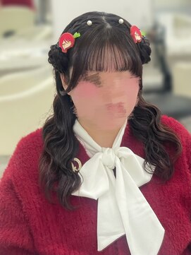 ひつじヘア/編み込み/ハーフツイン/猫耳ヘア/ツインテール/